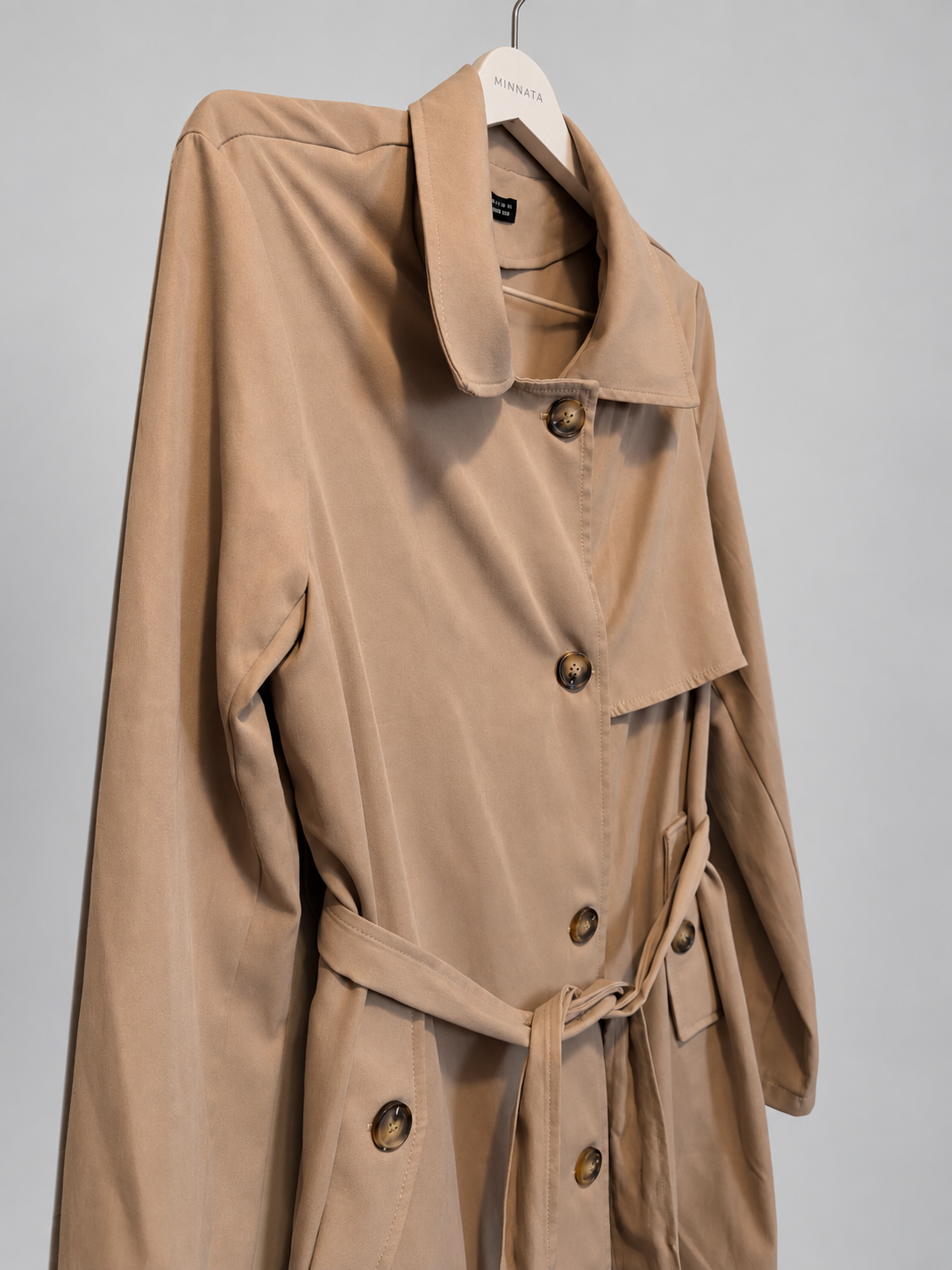 Trench coat SHEIN | Beige arena con cinturón | talla XS (calza S/M)
