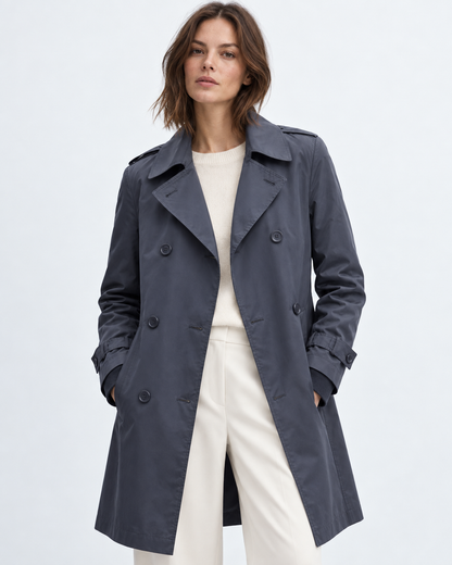 Trench coat MANGO (línea Suit) | Azul marino satinado | talla XS