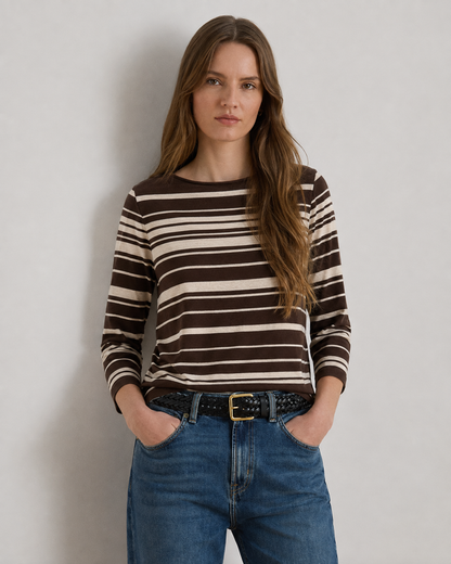 Polera RALPH LAUREN | Talla L | Cuello redondo (algodón elasticado)