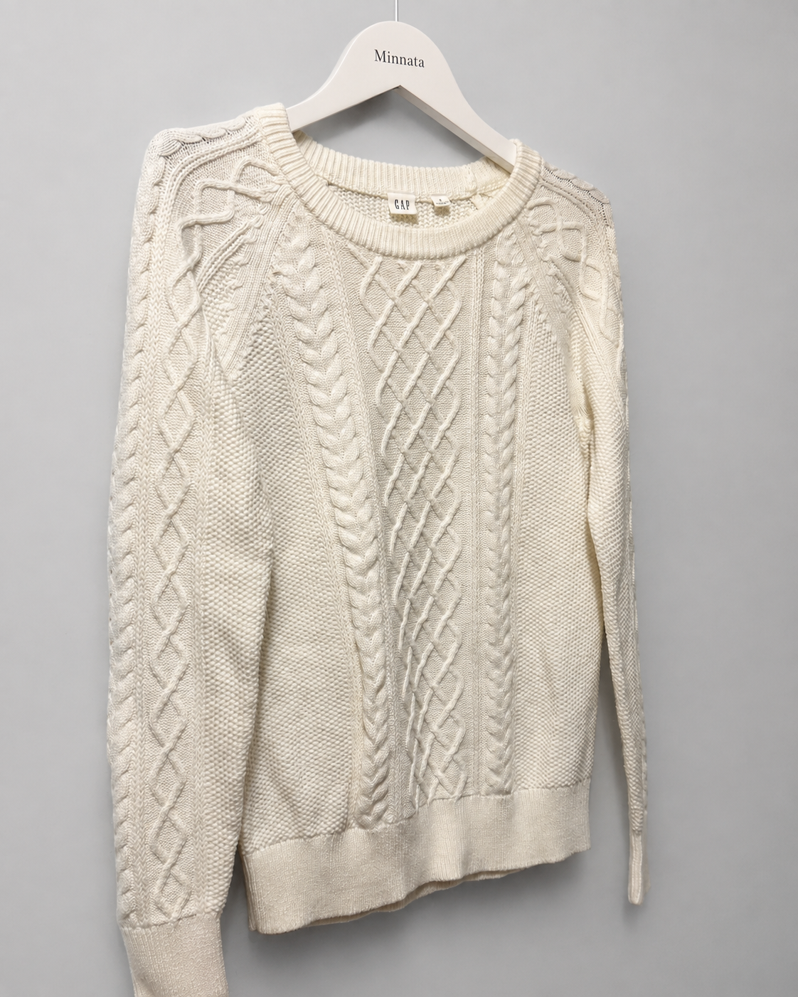 Sweater grueso de trenzas GAP | Blanco crema (cable knit)| Talla S