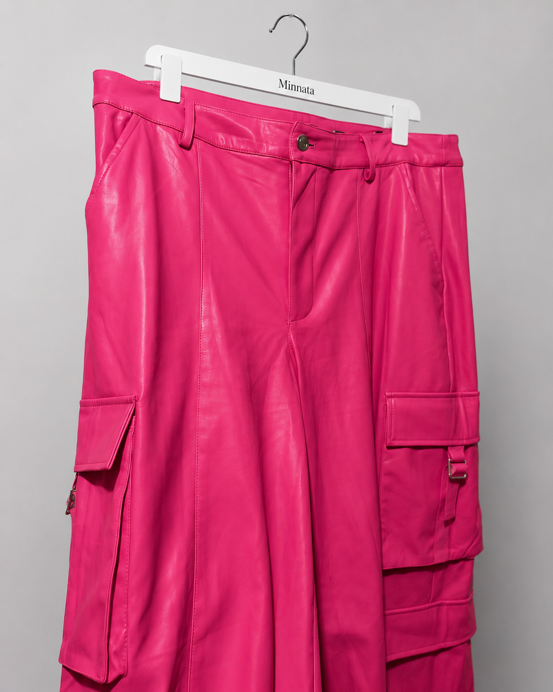Pantalón cargo de cuerina Rosado Fucsia|  (Barbiecore) | Talla 44