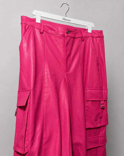 Pantalón cargo de cuerina Rosado Fucsia|  (Barbiecore) | Talla 44