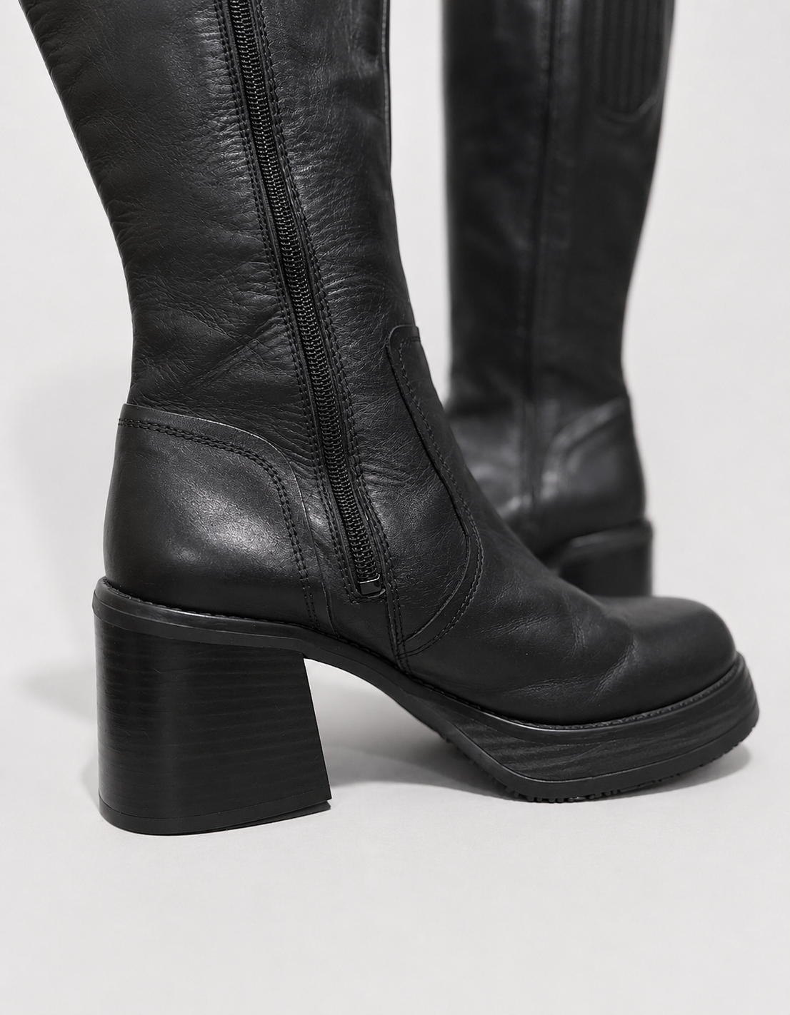 Botas Graceland largas negras taco chunky y plataforma | Talla 40