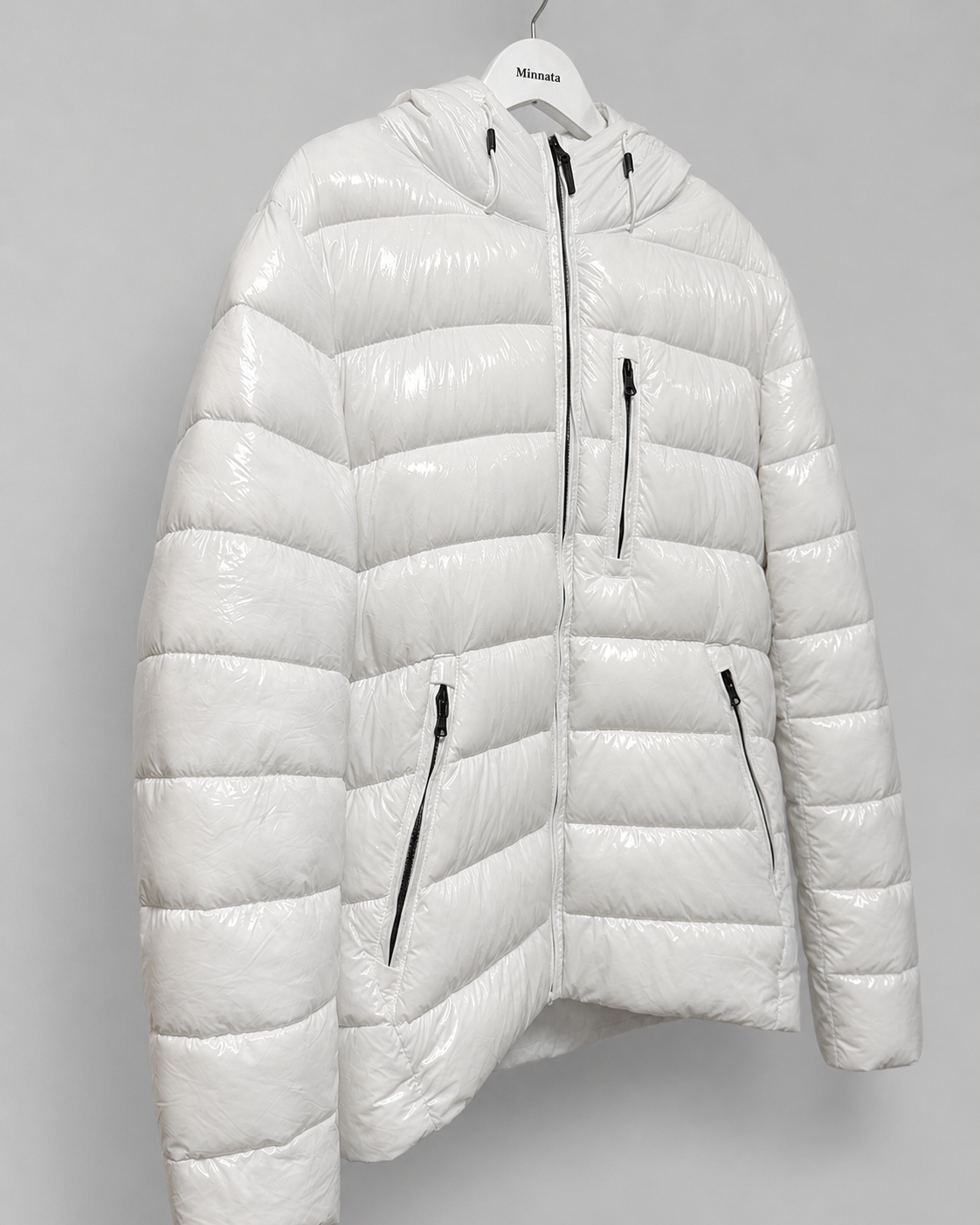 Parka puffer MICHAEL KORS | Blanco perlado brillante con capucha sustentable