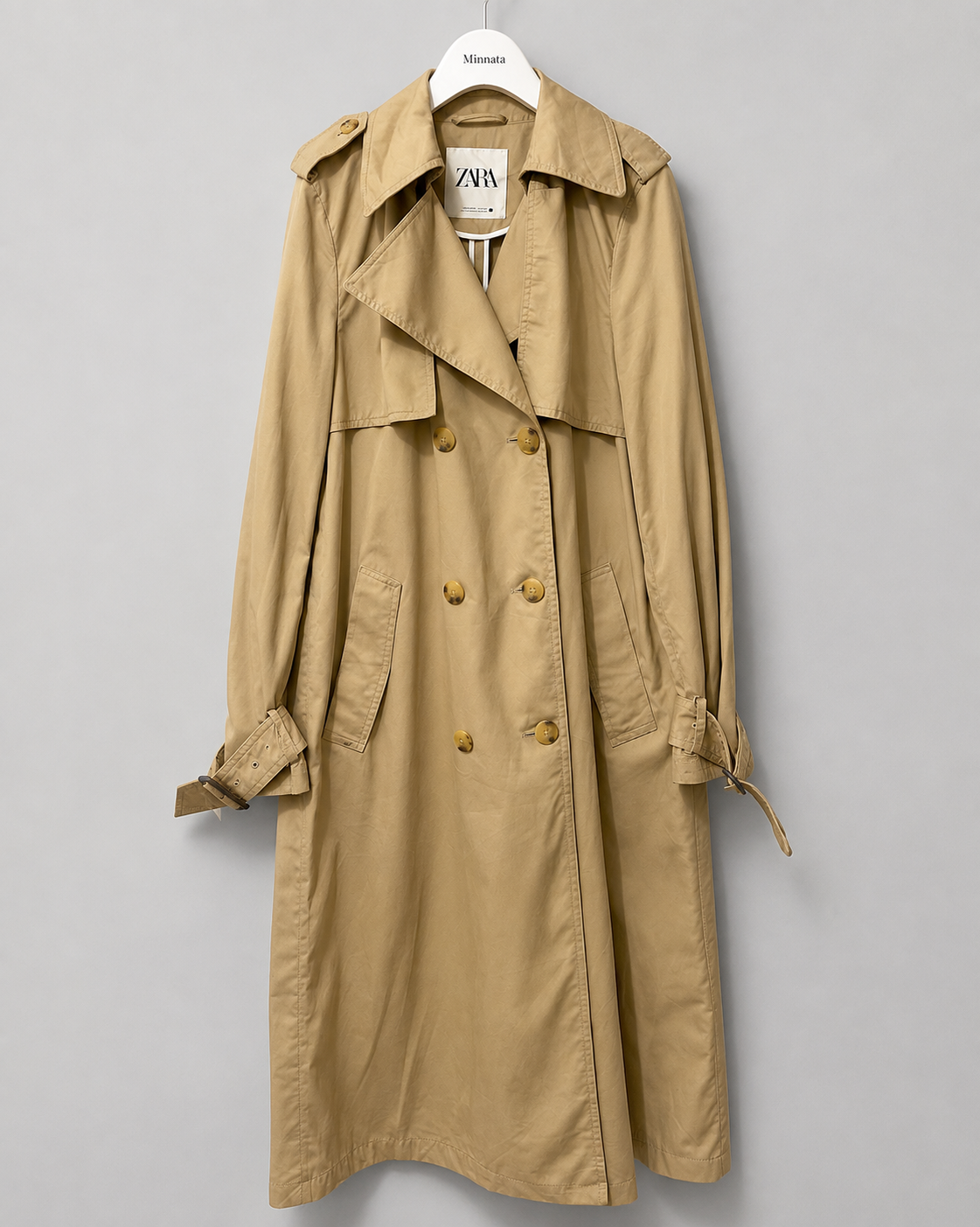 Trench largo ZARA | doble botonadura (100% algodón)