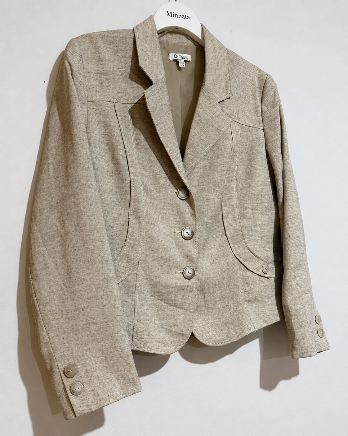 Blazer B.Women "By Brandteks" | Beige lino natural | corte entallado | Talla 42