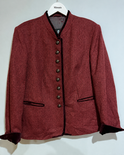 Chaqueta Vintage BAUER Pour Femme · Tweed Espiga Burdeos | Talla