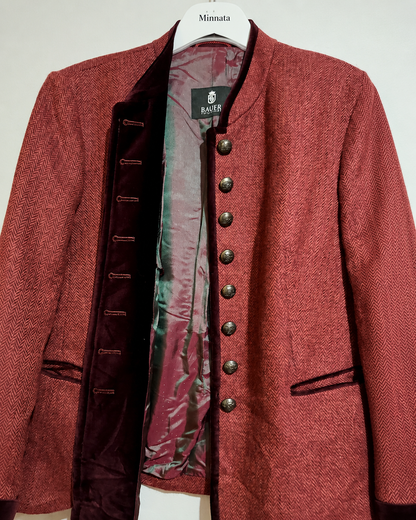 Chaqueta Vintage BAUER Pour Femme · Tweed Espiga Burdeos | Talla