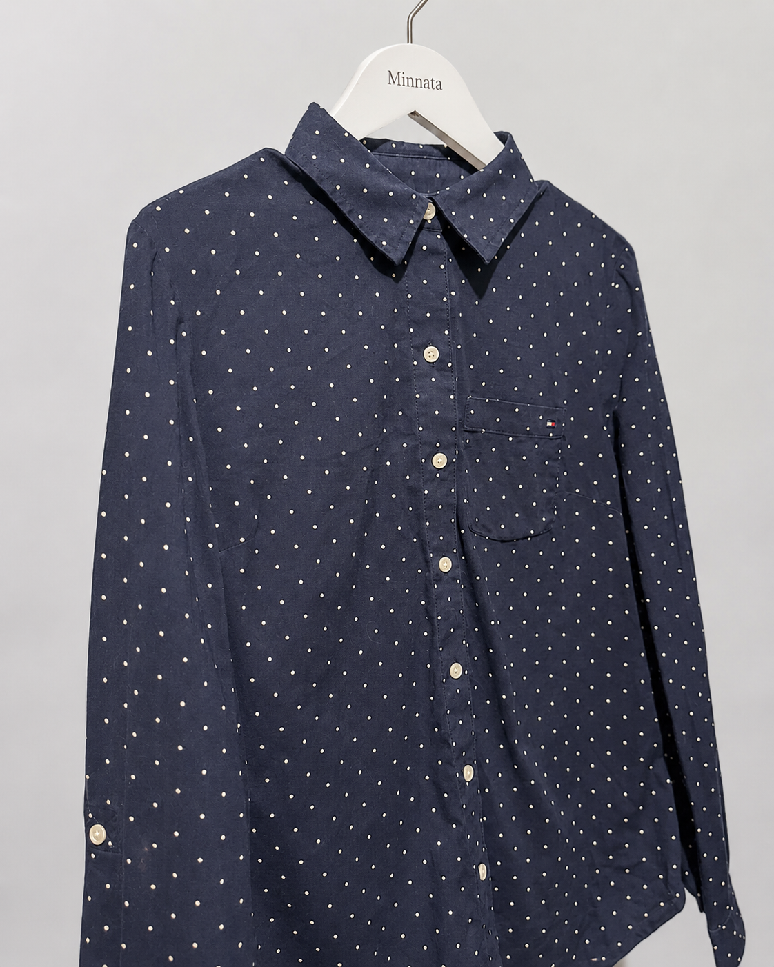 Camisa Tommy H| Azul marino a lunares | Talla indicada S