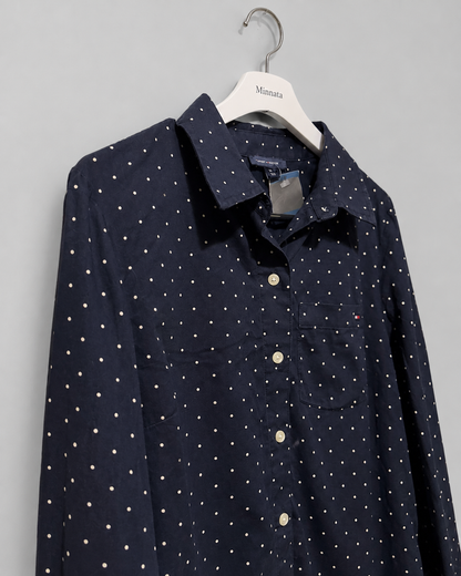 Camisa Tommy H| Azul marino a lunares | Talla indicada S