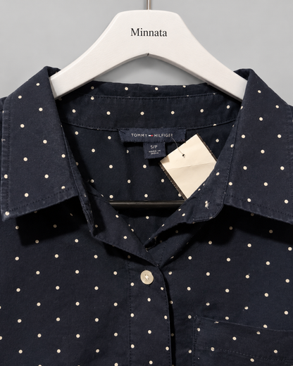 Camisa Tommy H| Azul marino a lunares | Talla indicada S