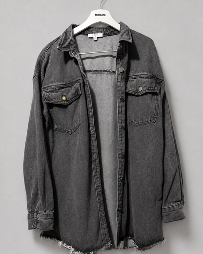 Sobrecamisa gruesa  oversize | Marca Polagram — Gris lavad