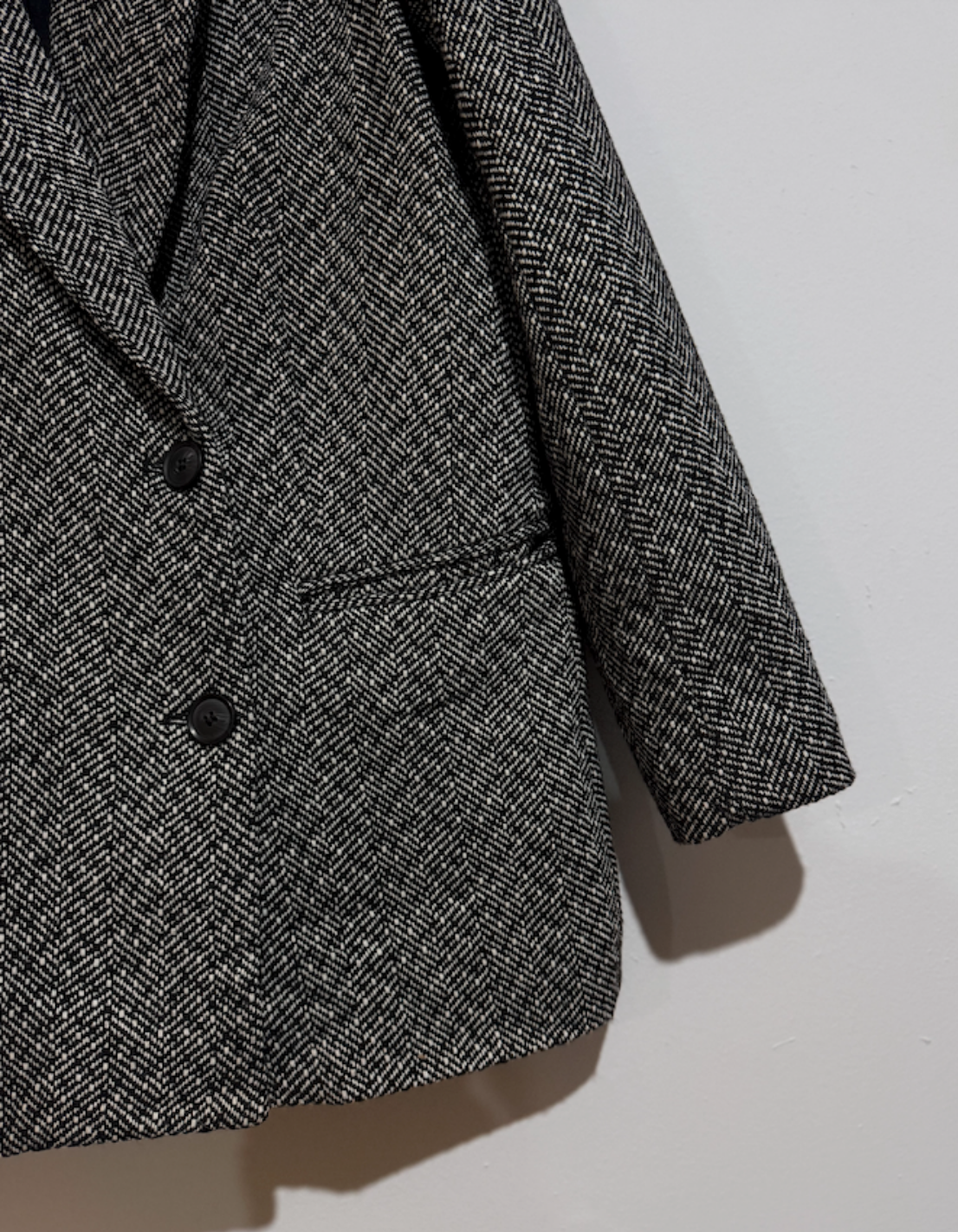 Blazer H&M cruzado de tweed espiga, invierno, gris/negro| Talla 38