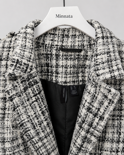 Blazer Vero Moda tweed deshilachado blanco y negro | Talla XS