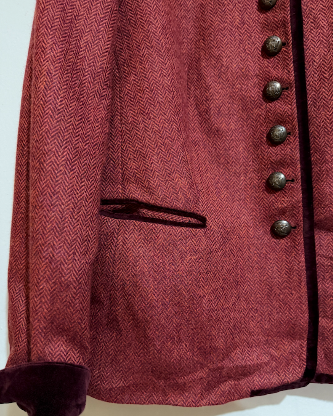 Chaqueta Vintage BAUER Pour Femme · Tweed Espiga Burdeos | Talla