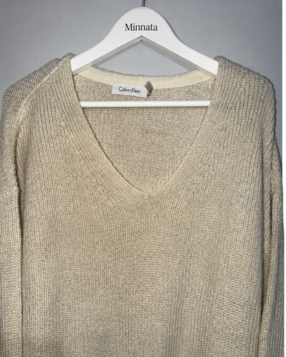 Sweater Largo Calvin Klein Cuello V con Brillos | Talla L