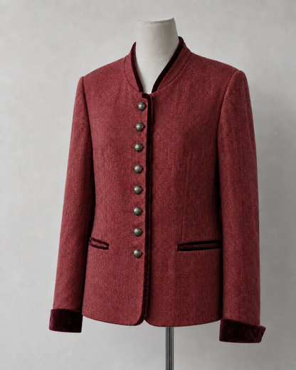 Chaqueta Vintage BAUER Pour Femme · Tweed Espiga Burdeos | Talla