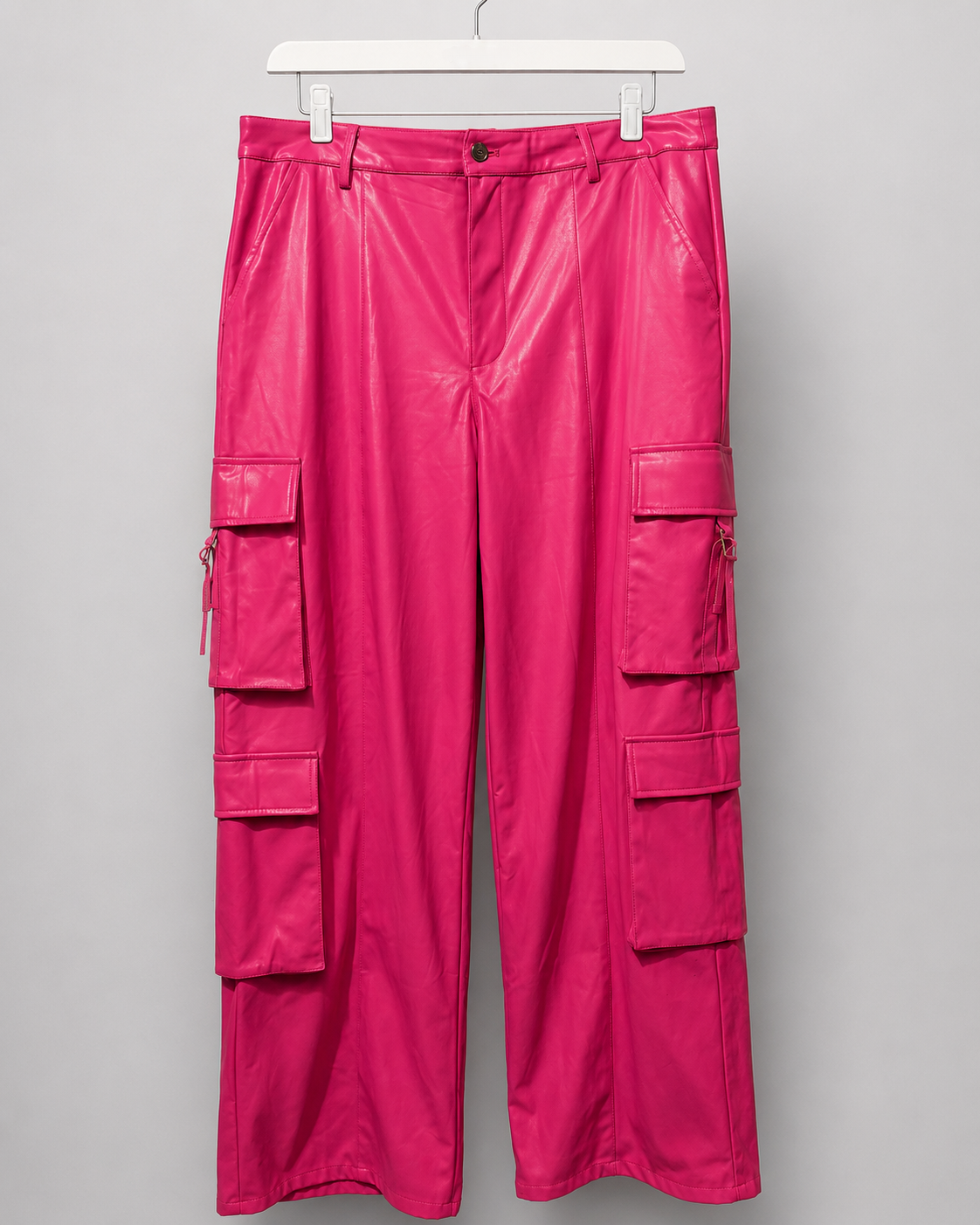 Pantalón cargo de cuerina Rosado Fucsia|  (Barbiecore) | Talla 44