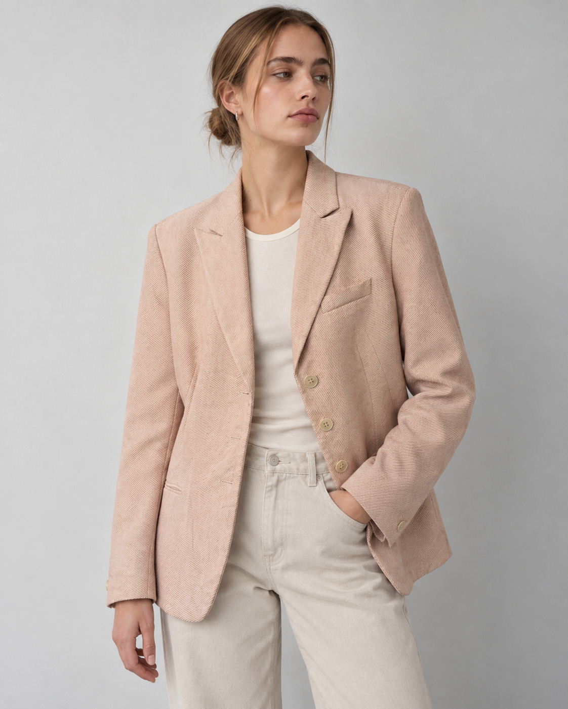 Blazer René Lezard | Palo Rosa, mezcla lino/lana