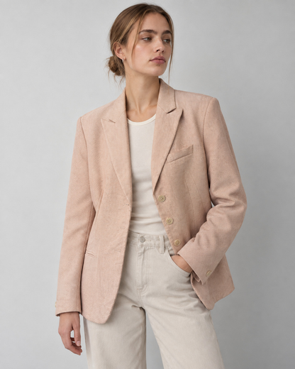 Blazer René Lezard | Palo Rosa, mezcla lino/lana