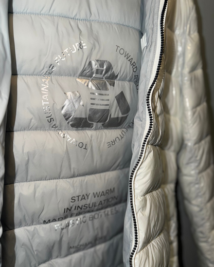 Parka puffer MICHAEL KORS | Blanco perlado brillante con capucha sustentable