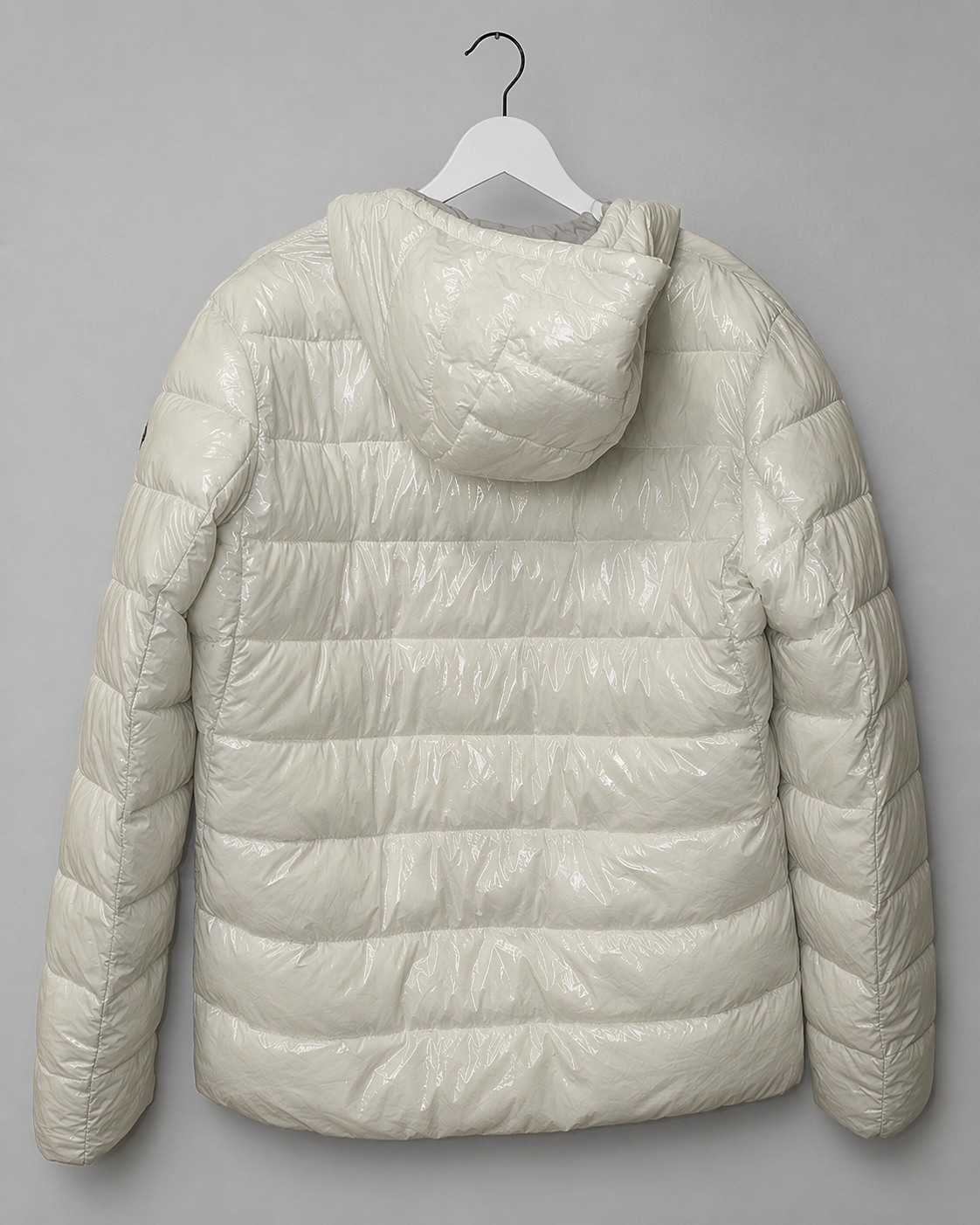 Parka puffer MICHAEL KORS | Blanco perlado brillante con capucha sustentable