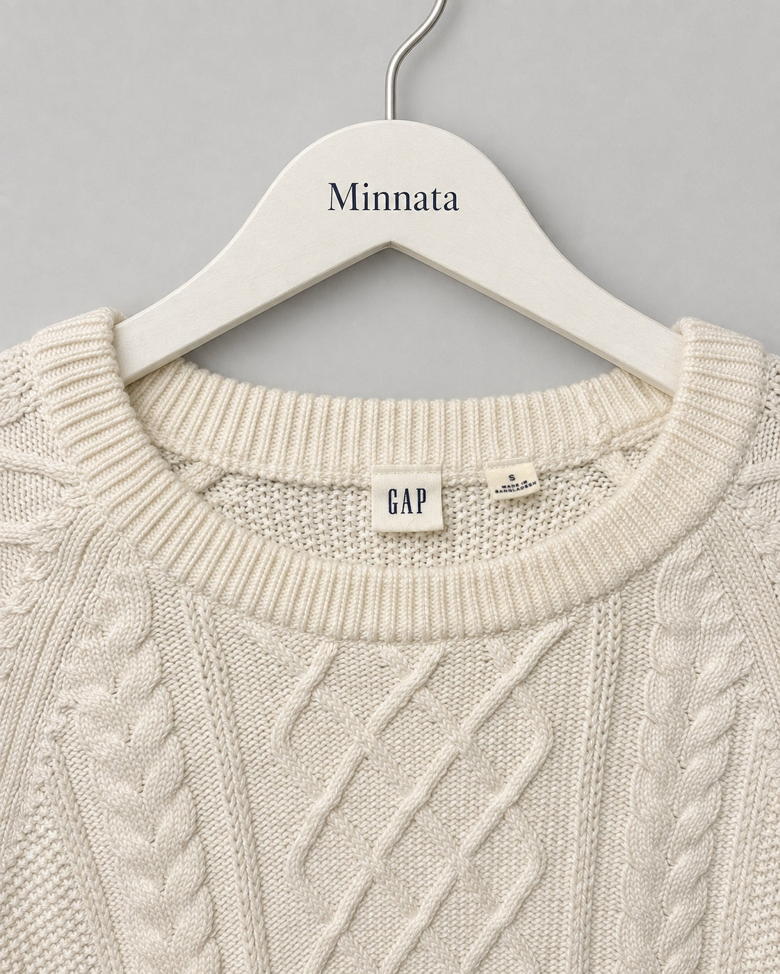Sweater grueso de trenzas GAP | Blanco crema (cable knit)| Talla S