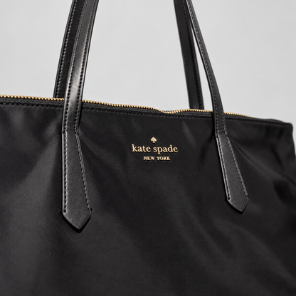 Tote Kate Spade New York | Nylon negro con herrajes dorados| Original