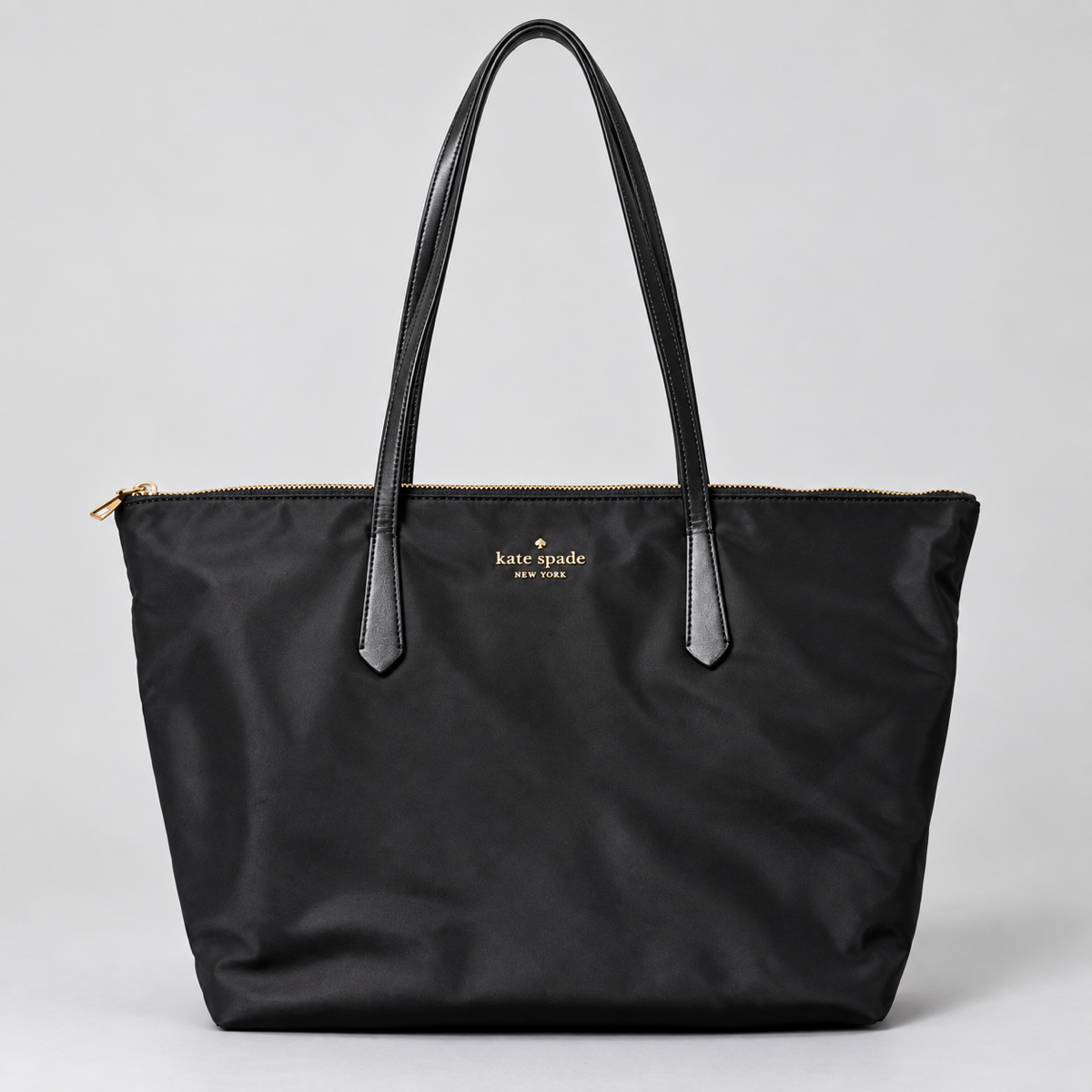 Tote Kate Spade New York | Nylon negro con herrajes dorados| Original