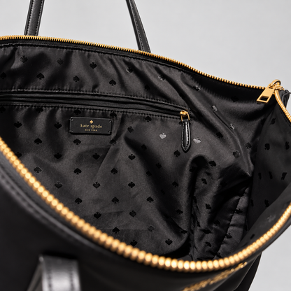Tote Kate Spade New York | Nylon negro con herrajes dorados| Original